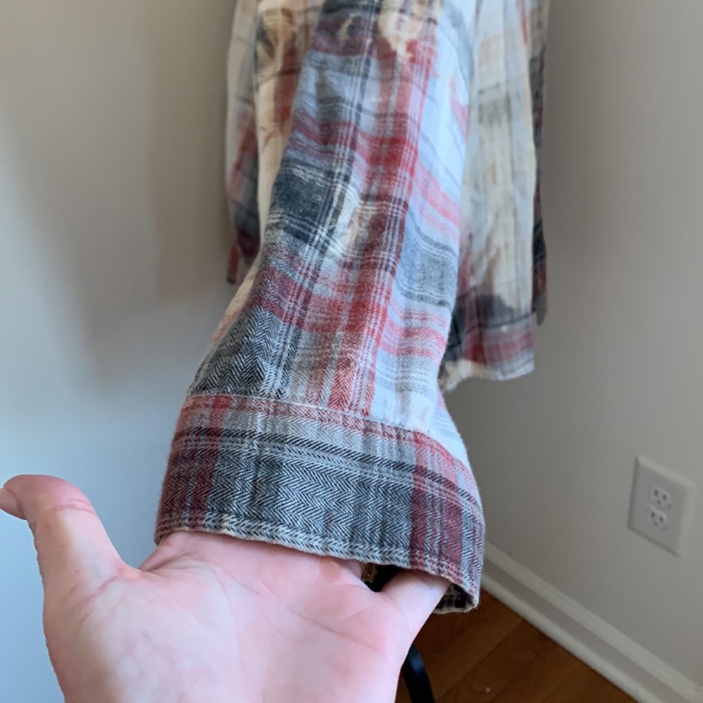 Franklin Flannels Vintage Bleach Splattered Button Down 
(Gray & Burgundy) - Picture 7 of 11